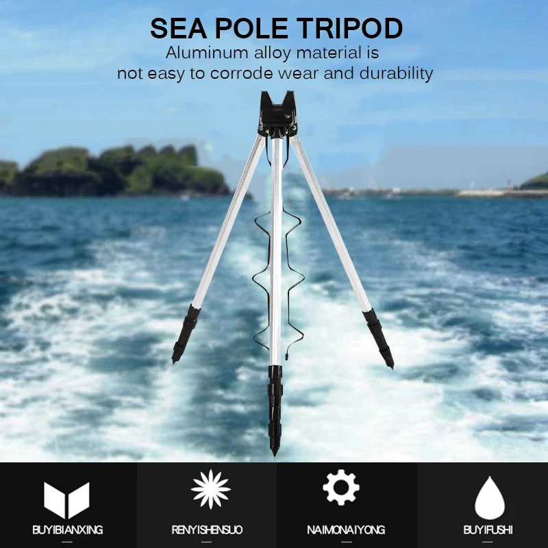

Telescopic Aluminum Alloy Fishing Rods Folding Durable Tripod Sea Fishing Rod Holder Adjustable 2 Sections Fishing Rods Tripod