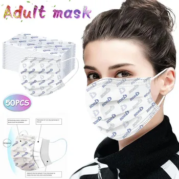 

50pc Disposable Letter Print Face Mask Industrial 3ply Ear Loop Mondmasker Mondkapjes Mascherine Mascarilla Masque Mouth Cover