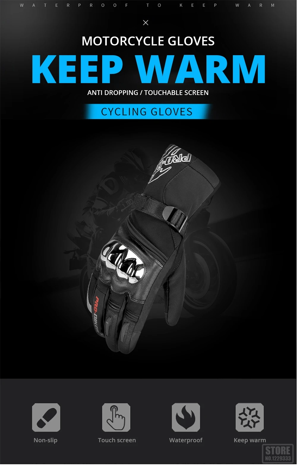PROBIKER Мотоциклетные Перчатки Водонепроницаемые Guantes Moto термоперчатки с флисовой подкладкой мотоциклетные перчатки с сенсорным экраном мотоциклетные перчатки для верховой езды