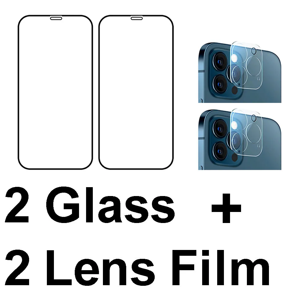 6 in 1 Tempered Glass For iphone 12 Pro Max Screen Protector 3D Camera Lens Glass Full Cover Film For iphone 12 mini Glass phone glass protector Screen Protectors