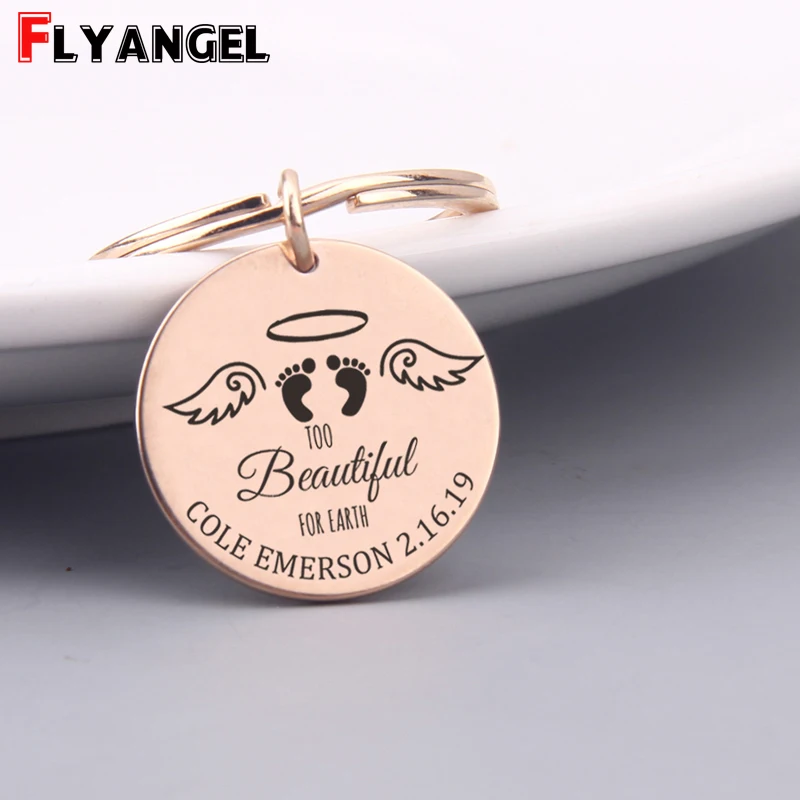 

Memorable Custom Name And Date Keychain For Baby Loss Parents Key Ring For Little Angel Of Loss Keychain Souvenir Keepsake