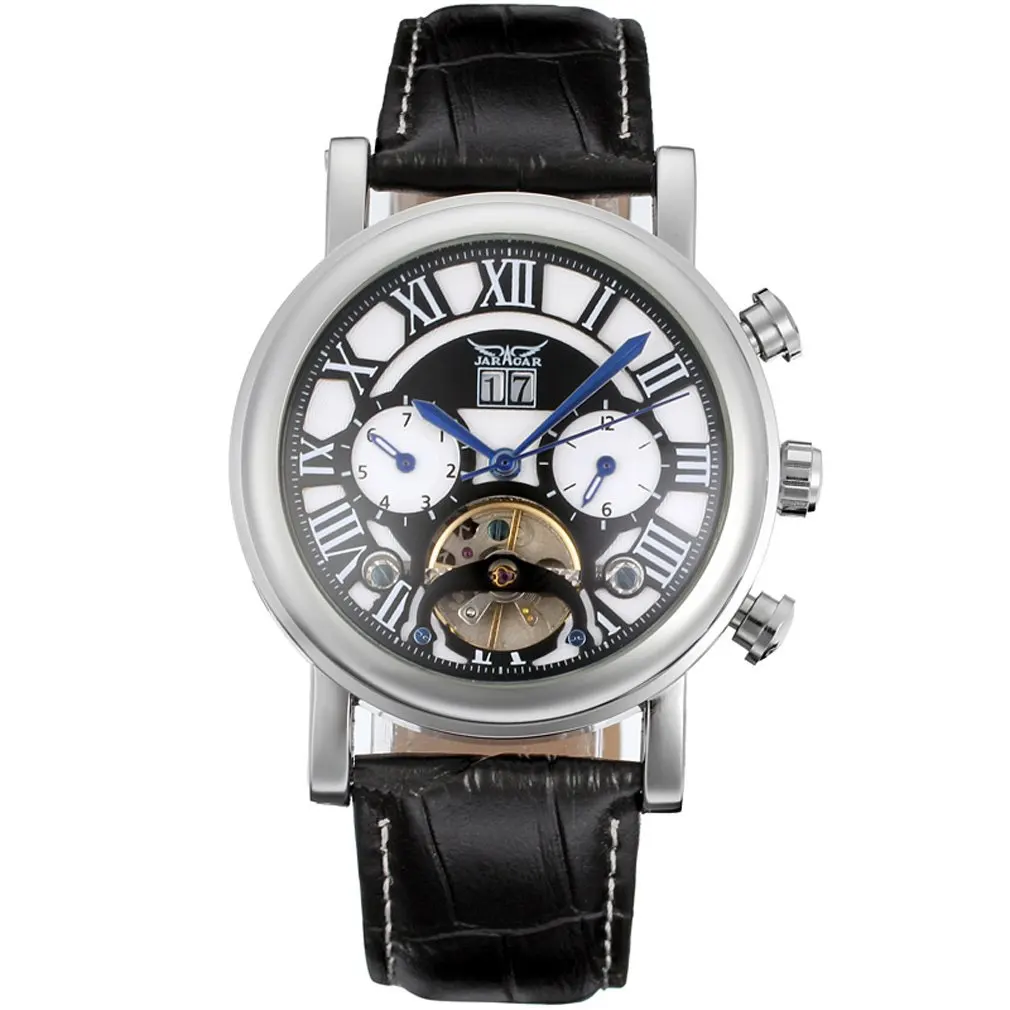 Jargar Flywheel Multi-functional Fully Automatic Analog Watch MEN'S Watch Men Leather Strap Watch Wrist