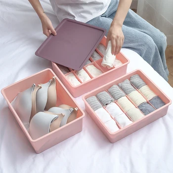 

Simple Plastic Underwear Socks Storage Box Multi-function Printing Organizer Divider Closet Stackable Underwear Finishing Box