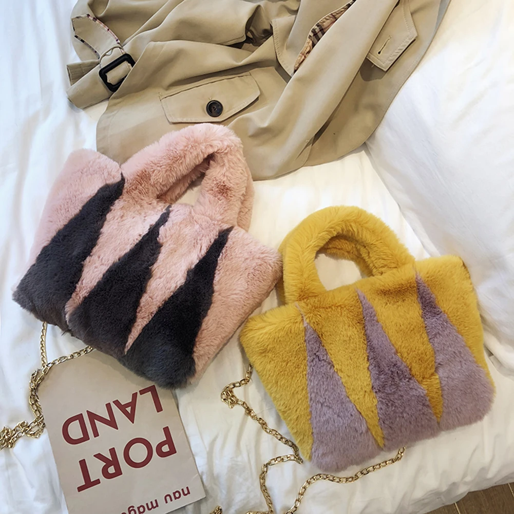 Women Soft Warm Plush Handbags Fluffy Underarm Bags Ladies Daily Leisure Shoulder Top-Handle for Shopping |