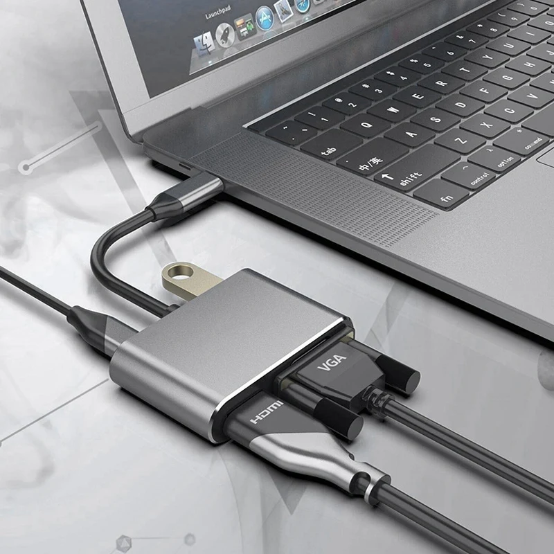 IG-Usb C To Hdmi Vga Adapter Type-C To Hdmi+Vga+Usb3.0+Pd3.0 for Mackbook Pro