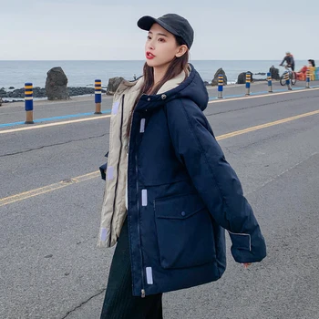 

2020 safari style long jackets women hooded thick parka Korean style solid big pockets warm female coats outwear cazadora mujer