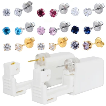 

2 Pieces Disposable Sterile Ear Piercing Unit Cartilage Tragus Helix Piercing Gun NO PAIN Piercer Tool Machine Kit Stud Design
