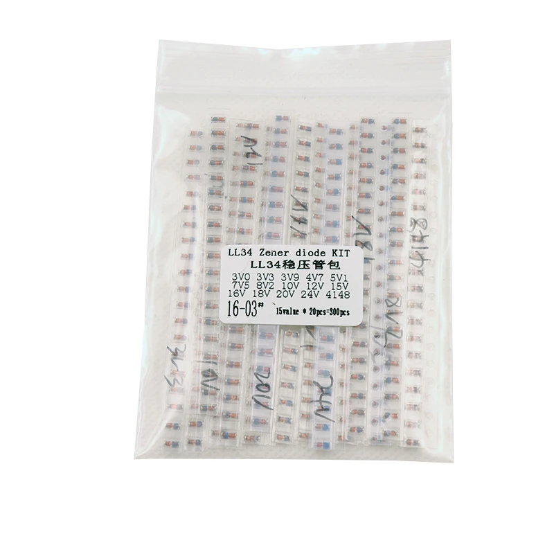 LL34 SMD Zener пакет диодов 1/2W 3v 24v 15 видов * 20 шт. = 300 комплект 1N4148|smd zener diode|zener diodezener smd kit |