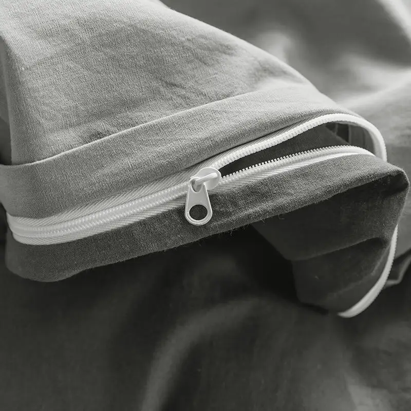 Двухцветные постельные комплекты джентльмена серебристо-серый комплект постельного белья из стираного хлопка бизнес/домашнее постельное белье односпальная/двуспальная кровать