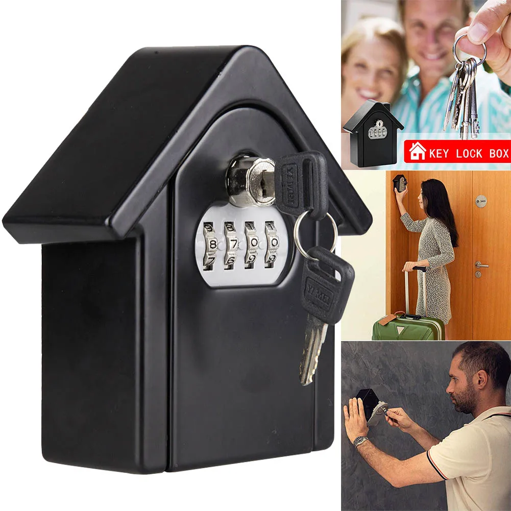

Key Lock Box with Waterproof Case Wall Mount Metal Password Box for Home Business GY88