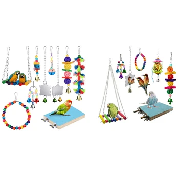 

7 Pcs Set Bird Swing Chewing Toys Parrot Hammock Bell Toys & 10 Packs Bird Swing Chewing Toys- Parrot Hammock Bell Toys
