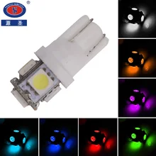 Юаньшенг 10 шт. T10 W5W светодиодный лампы 5 SMD светодиодный белого и синего цвета красный зеленый 194 168 супер яркий Клин лампочки лампы 12V 5050 SMD