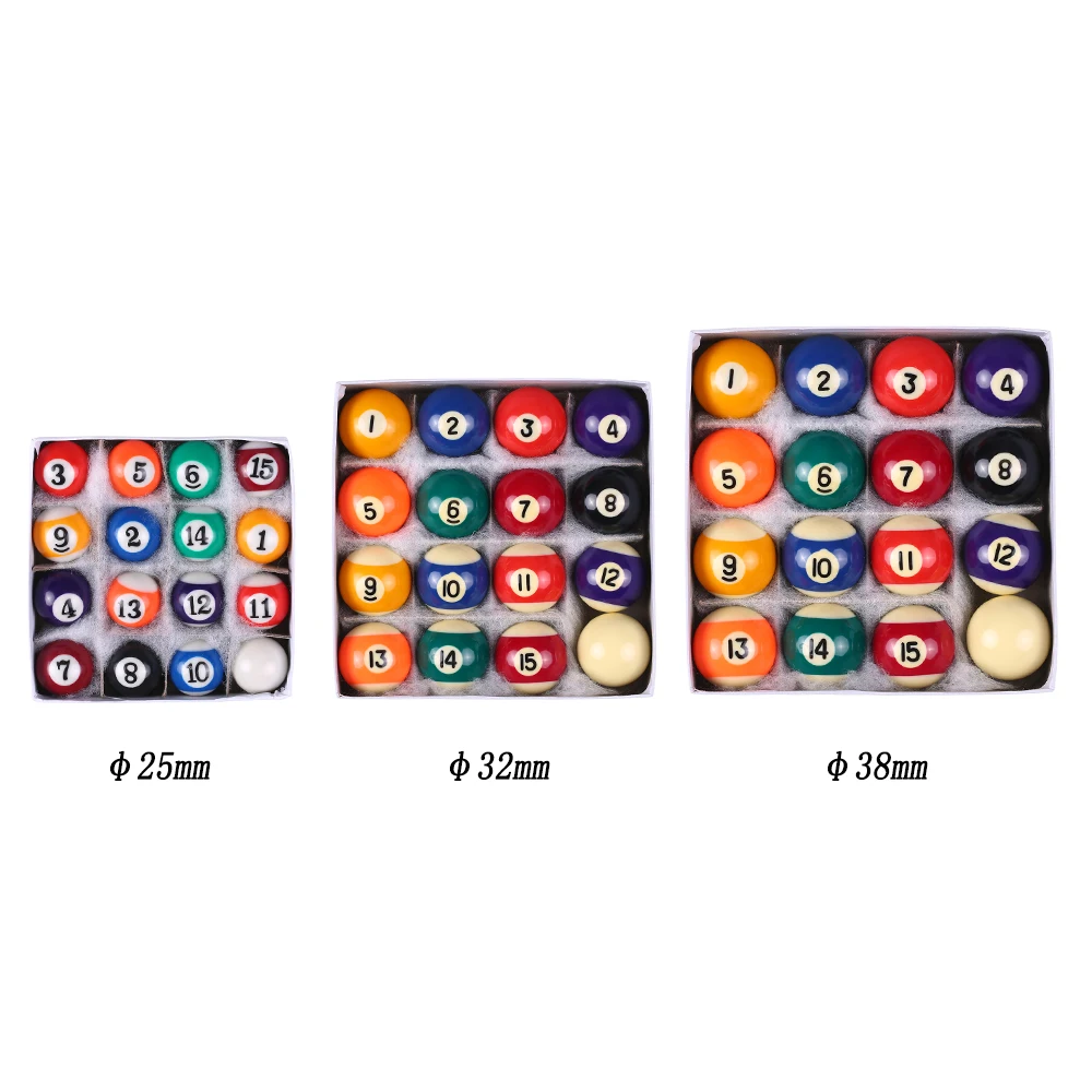25/32/38MM Cue Balls Full Set Snooker Balls Children Billiards Table Set Resin Small Pool Cue Full Kids Fun