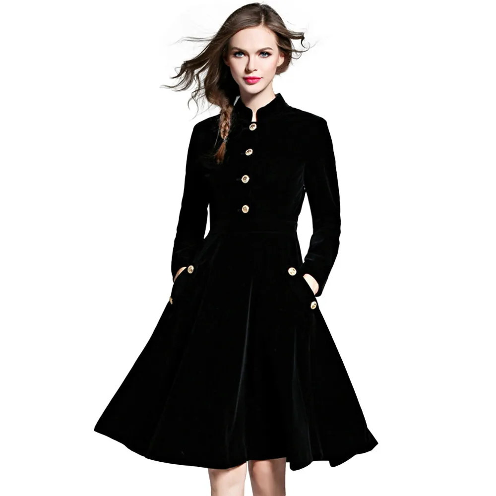 Элегантное черное бархатное платье зимние платья для женщин 2019 Vestido винтажное с