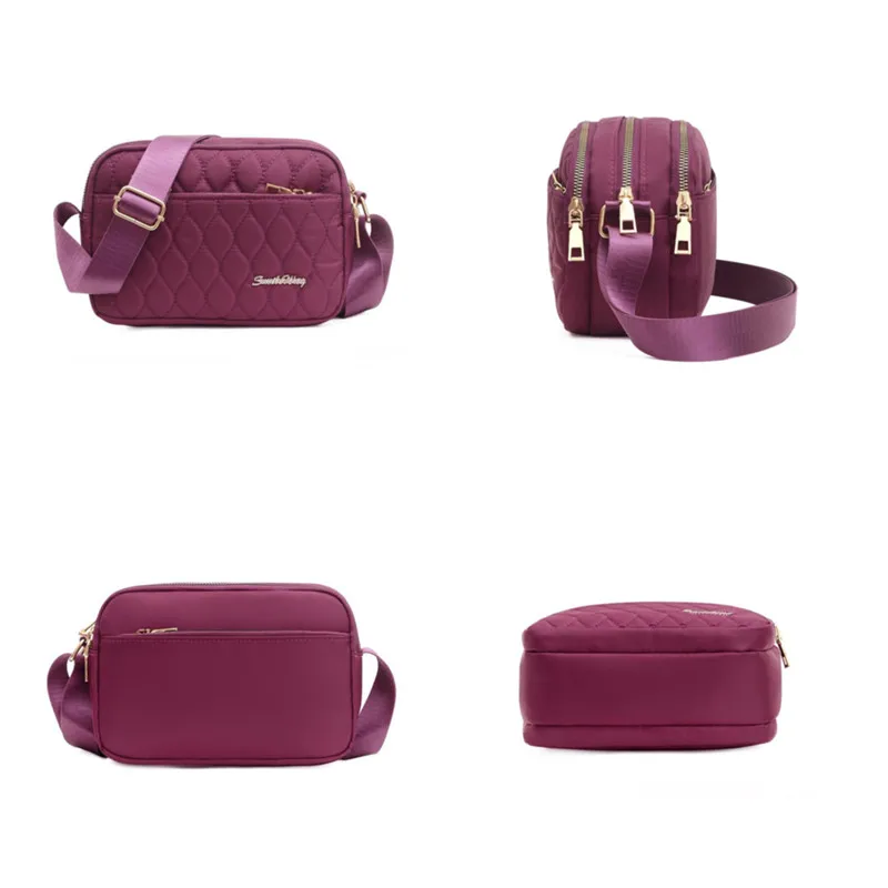 Crossbody Bag Women Nylon Handbags Messenger Washed Tote Lightweight Waterproof Shoulder Zipper Purse