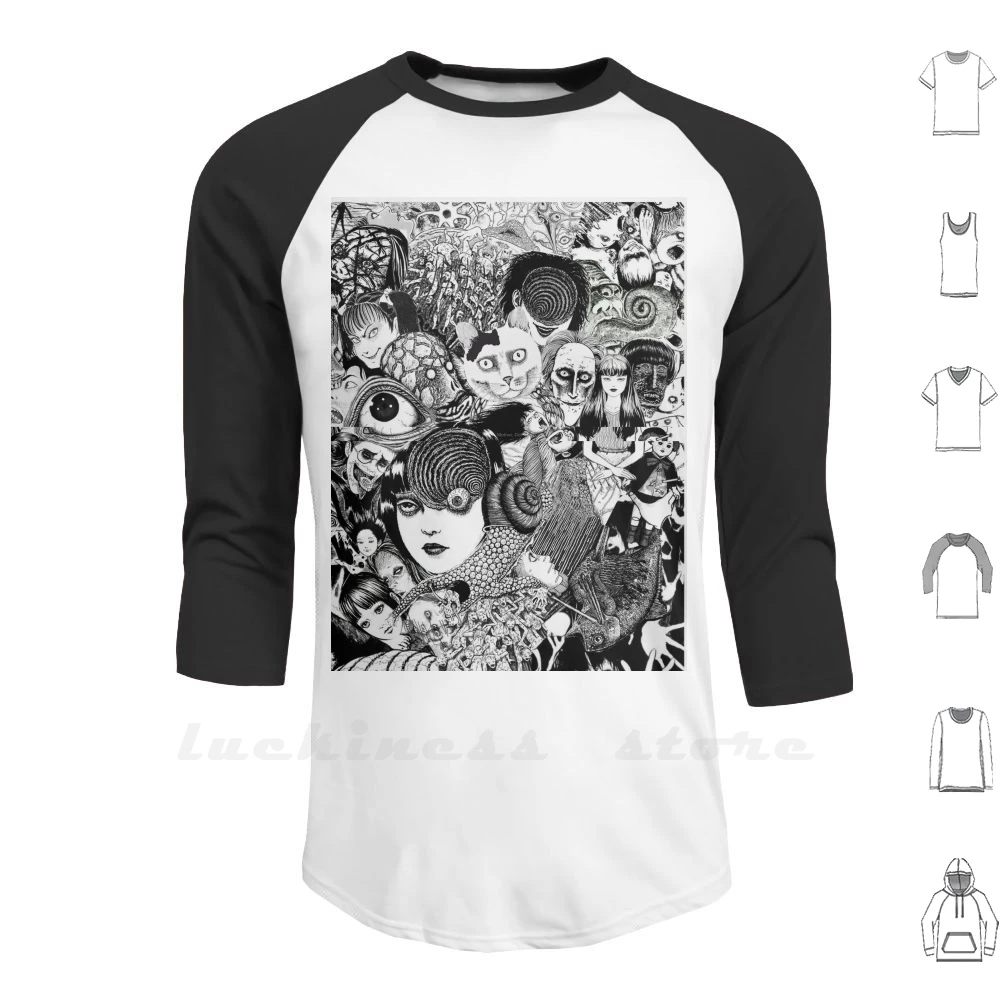 Junji Ito Collage Long Sleeve Men Teenage Baseball Shirt Junji Ito Tomie Gyo Collage Art Drawing Manga Anime T Shirts Aliexpress
