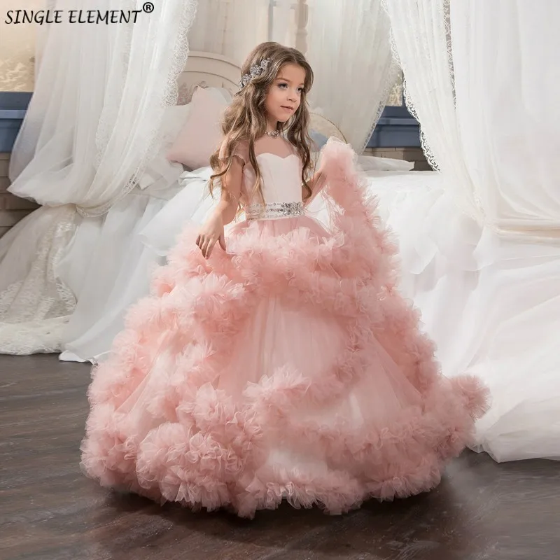Sweet Detalles Primera Comunion Cloud Tulle Ruffle Flower Girl Dress First Communion Dresses For Girls