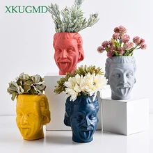 Портрет Эйнштейна ваза персонажа скульптура цветочный горшок пункт контейнер рабочего стола Цветочная композиция контейнер Голова Статуя Украшения