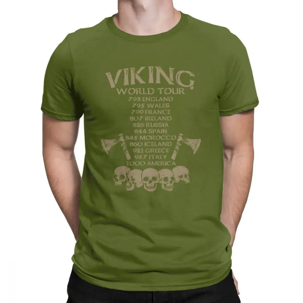 ArmyGreen Midnite Star Viking North, мужские футболки с топором, скандинавские воины, мужские футболки из хлопка, сумасшедшая футболка с круглым вырезом, скандинавские футболки, одежда - Цвет: ArmyGreen