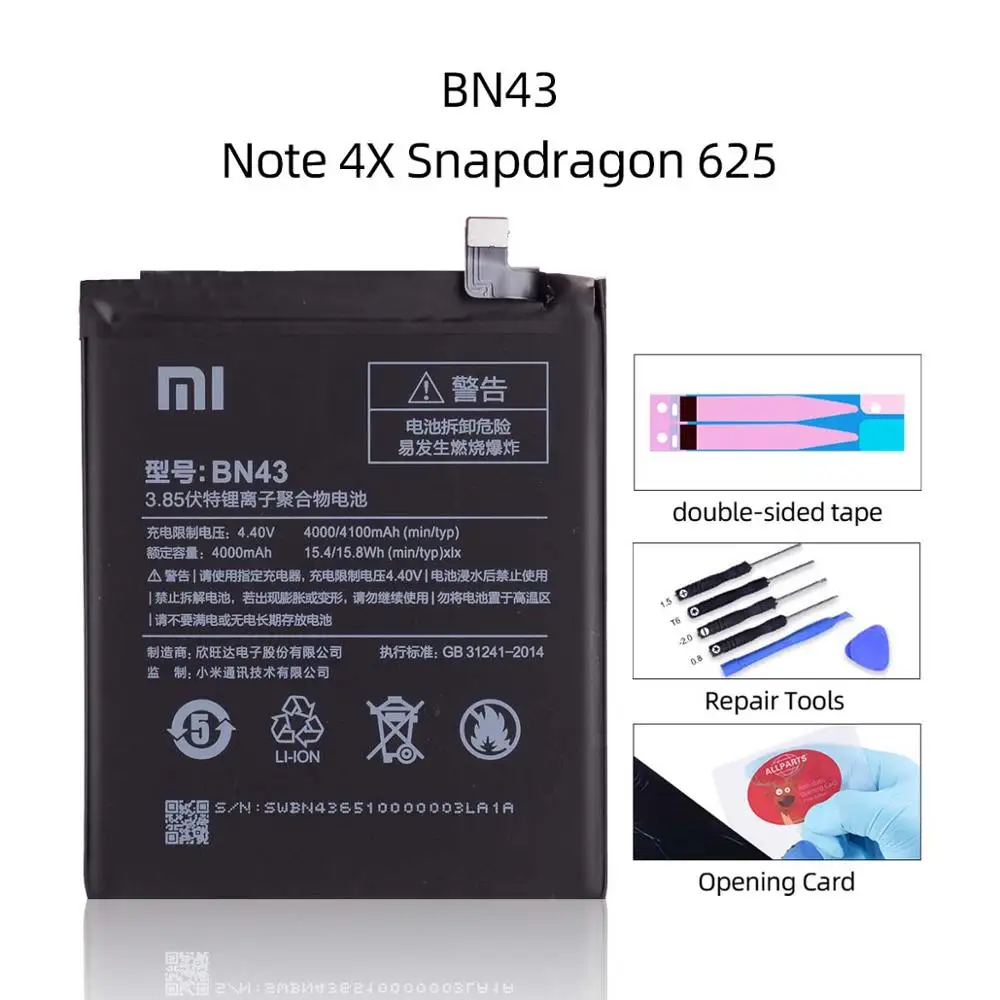 BN43 BN41 4100mAh для XIAOMI Redmi Note 4 Аккумулятор Redmi Note 4X Pro Аккумулятор MTK Mediatek X20 BN41 - Цвет: BN43