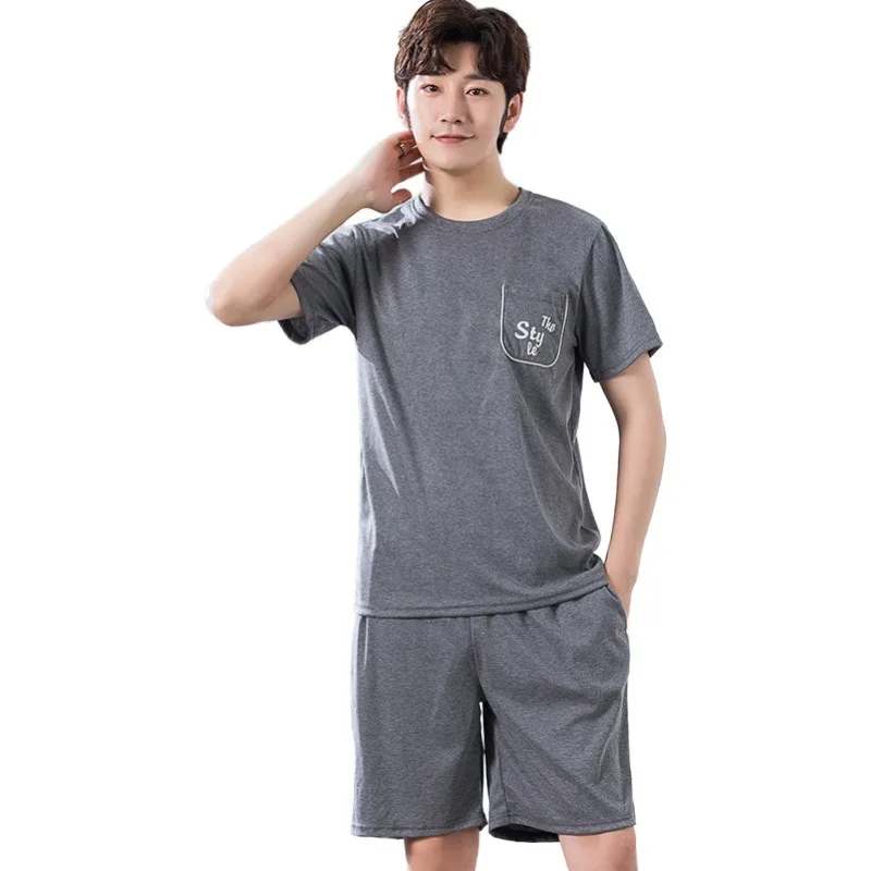 

Summer Short-sleeved Pure Cotton MEN'S Pajama Casual Loose-Fit Sports Pajamas Set Large Size MEN'S Shorts Tracksuit Summer