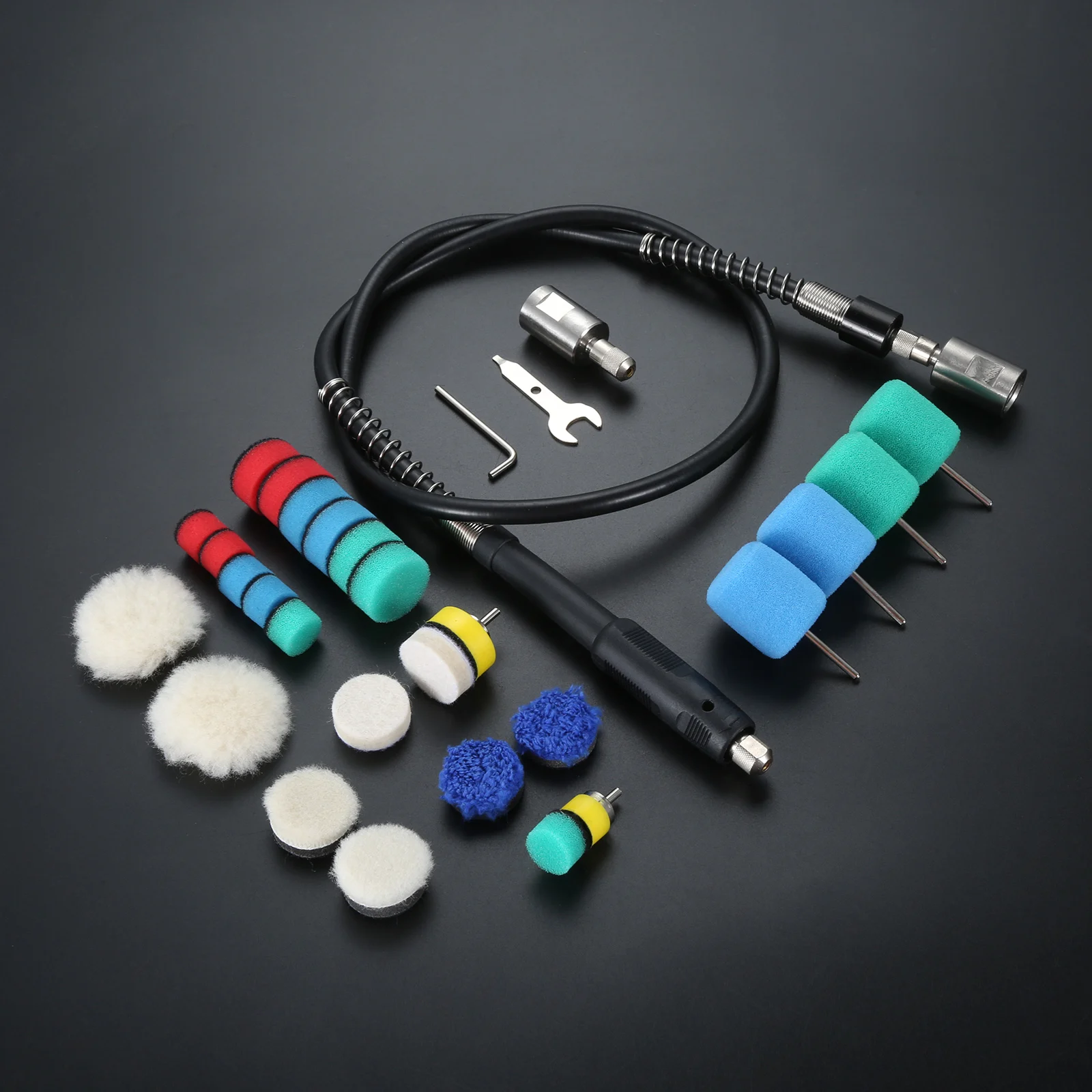 31 pcs/set Mini Detail Polisher Shaft Car Foam Drill Polishing Pad Kit with 5/8Inch&M14 Thread for Rotary Tool/Polishing Machine