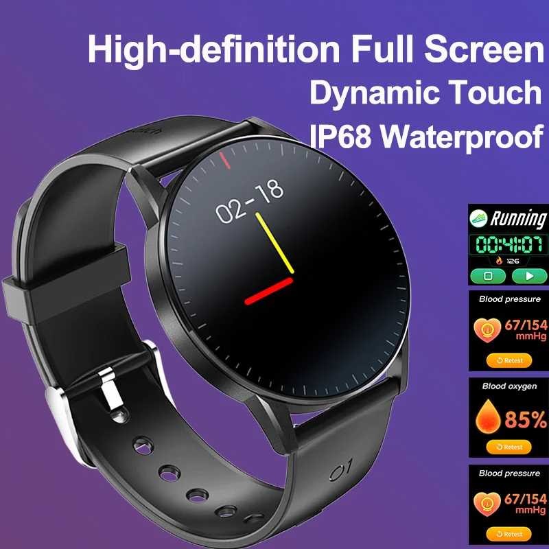 Black with Box Timewolf ips HD Full умные часы с сенсорным экраном Bluetooth 4,0 трекер сердечного ритма кровяное кислородное кровяное давление Smartwatch IP68 - Цвет: Black with Box