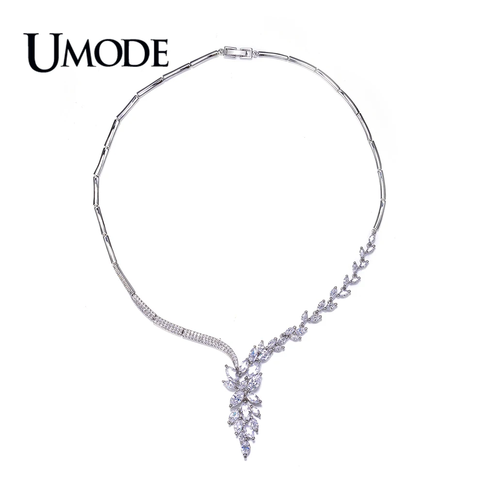 UMODE Bijoux паве высокое качество AAA + CZ белый золотой цвет модные ожерелья и подвески