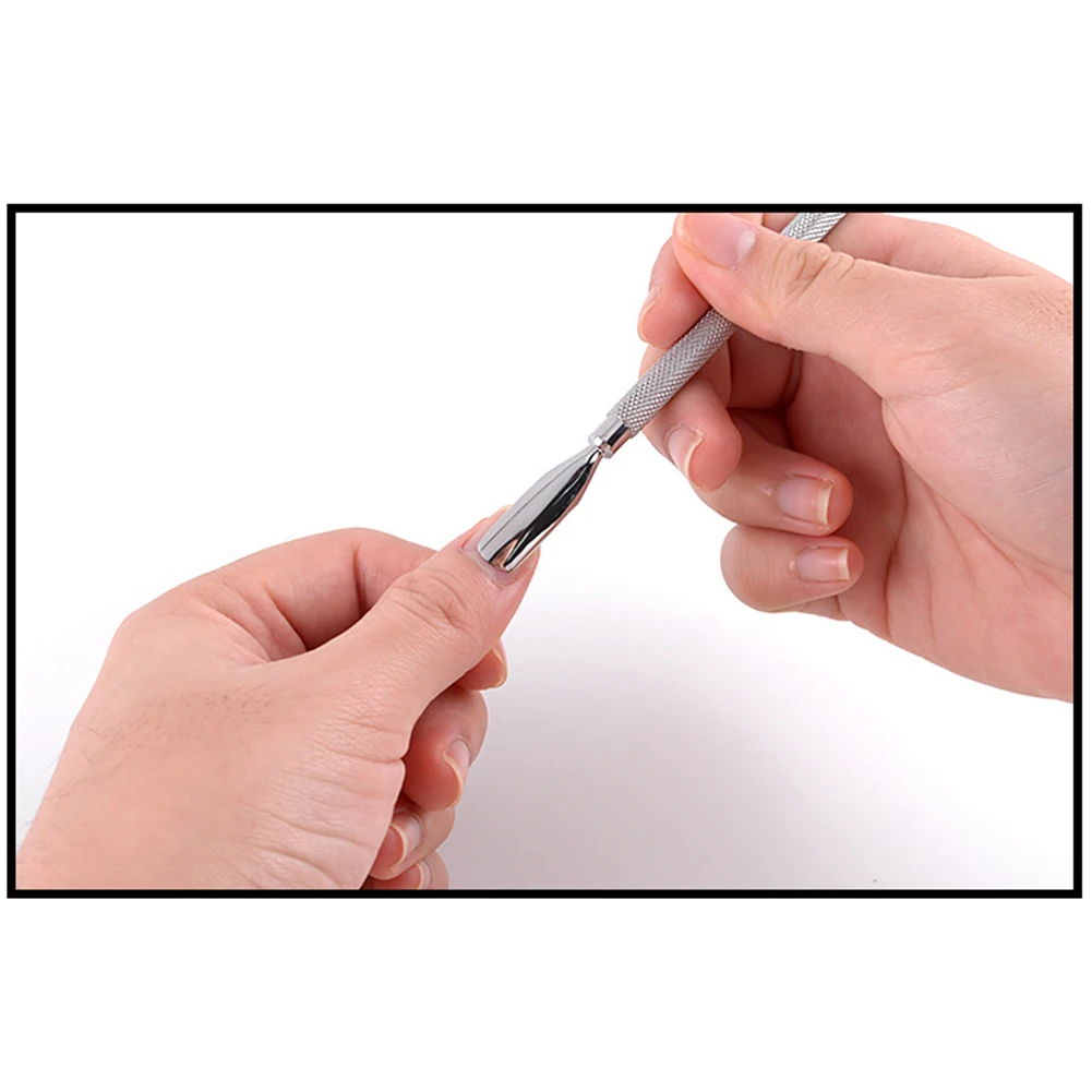 4 шт./компл. кутикулы толкатель прочные серебряные Nail Art двойной головным аксессуаром, очиститель для удаления Профессиональный Маникюрный Инструмент Нержавеющая сталь
