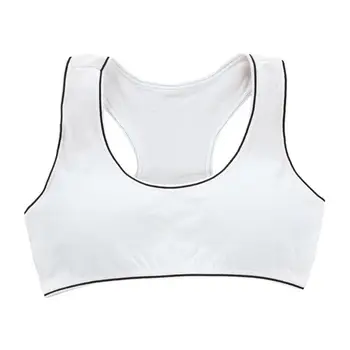 

Girl Wide Strap Racerback Sport Training Bra Striped Trim Underwear Wireless Padded Bralette Casual Yoga Vest