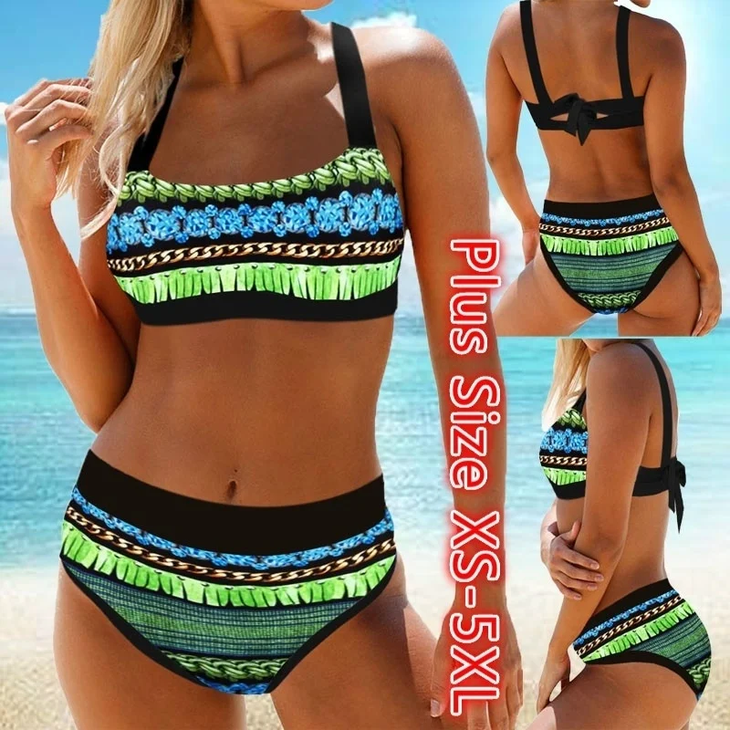 

Plus Size 5XL New Bikinis 2019 mujer Women Bohemia Push-Up Padded Bra Beach Bikini Set Swimsuit Swimwear Cover-ups Dropping