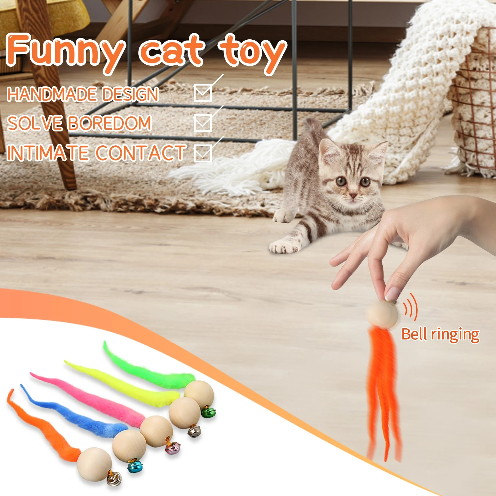 5 Buah Mainan Kucing Wiggly Bola Terbaru Simulasi Mainan Cacing 