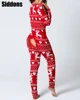 Sexy Women Christmas Cutout Functional Buttoned Flap Adults Pajamas Club Button Design Plunge Lounge Jumpsuit ► Photo 3/6