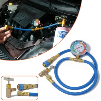 

Car Air Conditioning Repair Tool R134a Air Conditioner Fluoride Tube Quick Release Refrigerant Connector Pressure Gauge