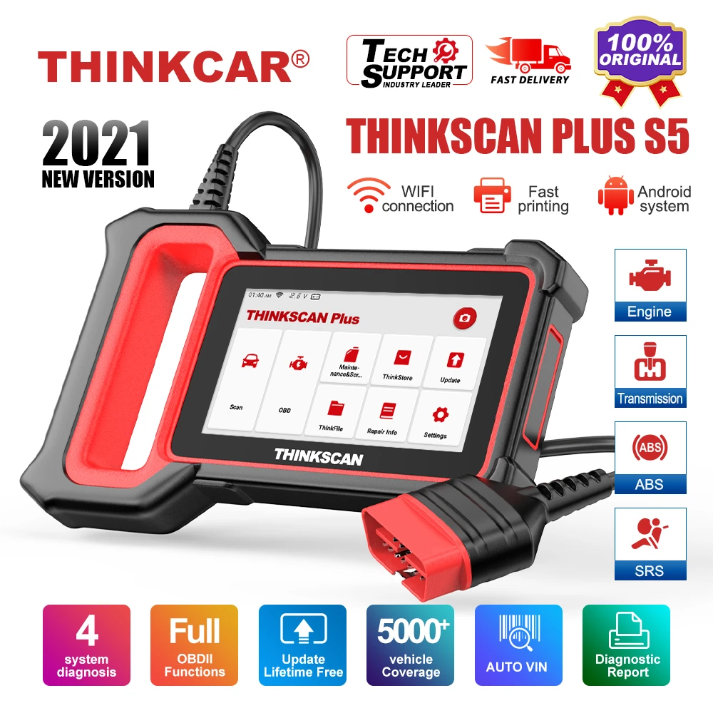 Thinkcar Thinkscan Plus S5 OBD2 Scanner Professional Engine ABS TCM ECM Code Reader Live Data OBD2 Automotive Scanner pk crp123e auto battery charger