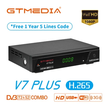 

GTMedia V7 plus Satellite Receiver DVB-S2 DVB-T2 H.265 PowerVu Biss Key Newamd Youtube USB Wifi 1080P full HD free 1 year cline