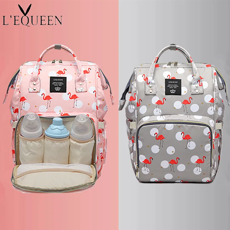 

LEQUEEN Diaper Bag Printing Design Baby Care Large Capacity Mom Backpack Maternity Backpack Waterproof Nappy Bag Travel Stroller