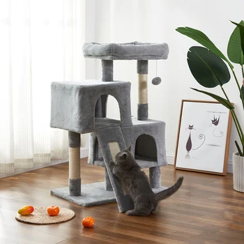 

Pet Cats Tree House Condo Perch Entertainment Playground Stable Furniture For Cats Kittens Multi-Level Tower For Large Cats