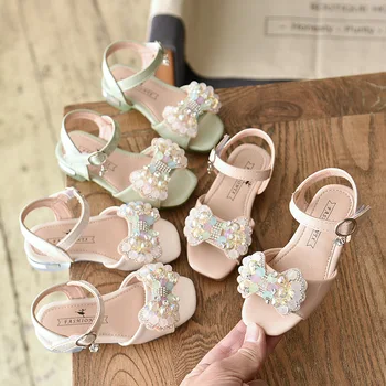 

Girls Summer 2020 New Bow-tie Crystal Sandals for Girls Princess Rhinestone High Heeled Student Kids Dace Shoes Party D05162