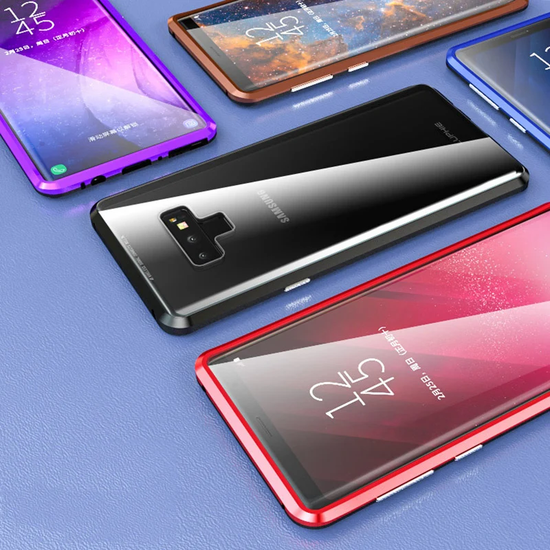 Двухсторонний задний + передний стеклянный Магнитный чехол для samsung Galaxy S9 S8 Plus