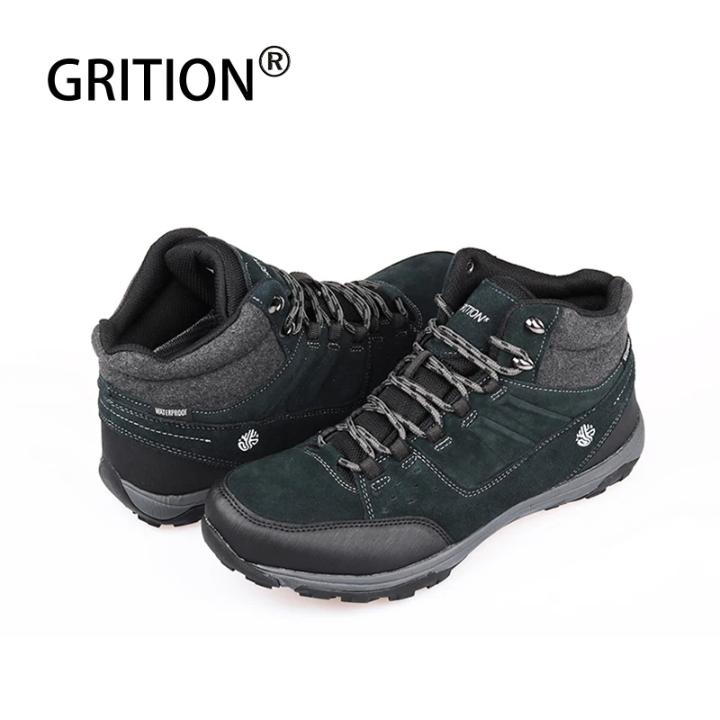 

GRITION Mens Walking Boots Waterproof Hiking Slip Resistant Outdoor Lightweight Lace Up Winter Warm Ankle Protection Shoes New