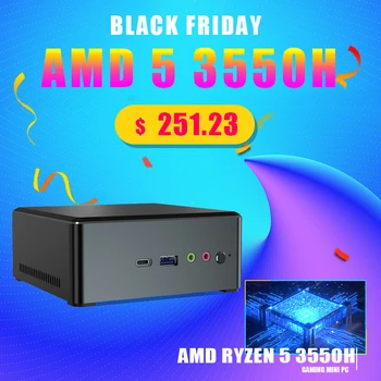 Günstig Topton Leistungsstarke Mini PC AMD Ryzen 5 3550H 4 Kerne 8 Threads 3,7 GHz Mini-Computer Windows 10 64-Bit HDMI 2,0 DP 4K @ 60Hz Display