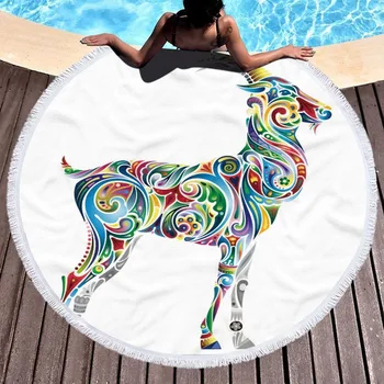 

Round beach towel bath towel beach Cape bathing towel animal new beach towel Adult Colorful Quicksand Pattern