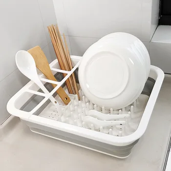 

Foldable Dish Drainer Rack Portable Kitchen Bowl Plate Storage Holder Drying Shelf Tableware Organizer Chopsticks Spoon Stand
