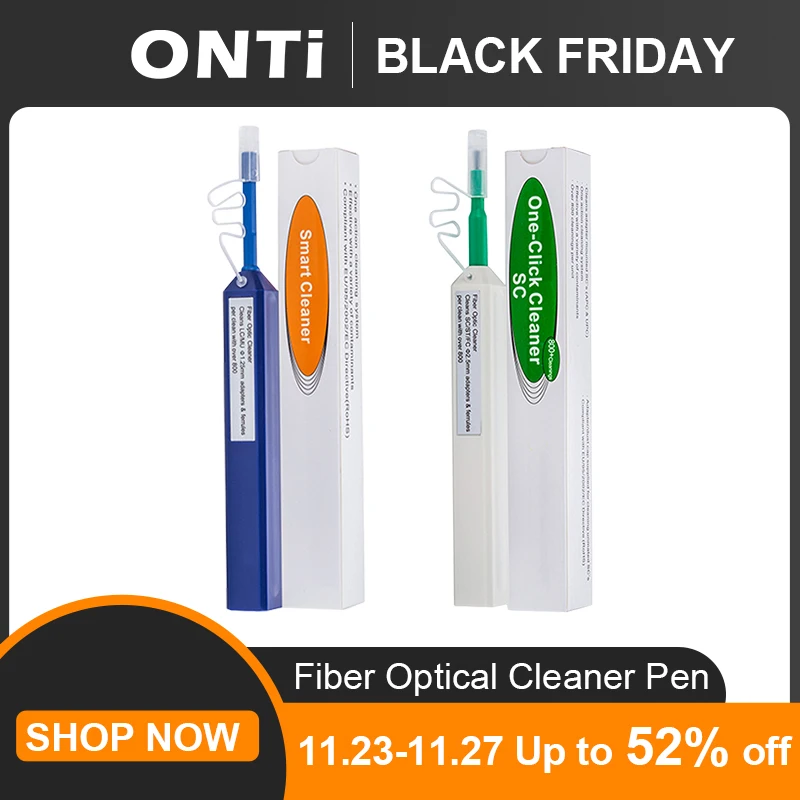 

ONTi 2pcs One-Click Cleaner Optical Fiber Cleaner Pen Cleans 2.5mm SC FC ST and 1.25mm LC MU Connector Over 800 Times