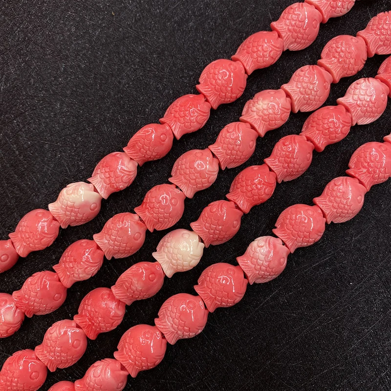 

10pcs 12x14mm Pink Small Fish Artificial Coral Beads Fashion Cute DIY Loose Spacer Animal Bead Pendant For Jewelry Making
