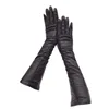 Winter ladies long arm sleeve gloves fashion 2022 new style sheepskin leather winter gloves warm and thick black driving high-en ► Photo 1/6