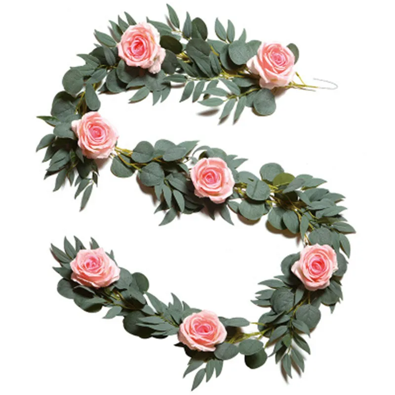 2米挂霜柳叶+7朵艳粉玫瑰