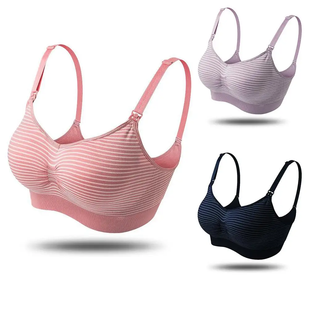 Pregnant Women Stripe Breastfeeding Bra Anti-sagging with Breast Pad