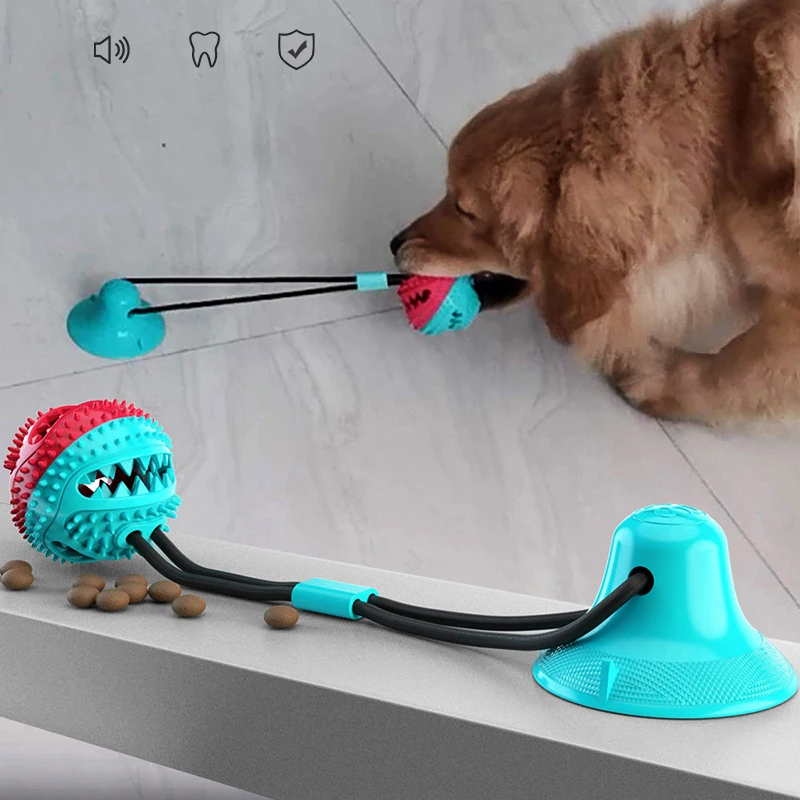 Juguetes para perros, ventosa de silicona, Bola de empuje para morder, limpieza de dientes, cepillo de dientes para comida de alimentación, juguetes para perros, venta al por mayor